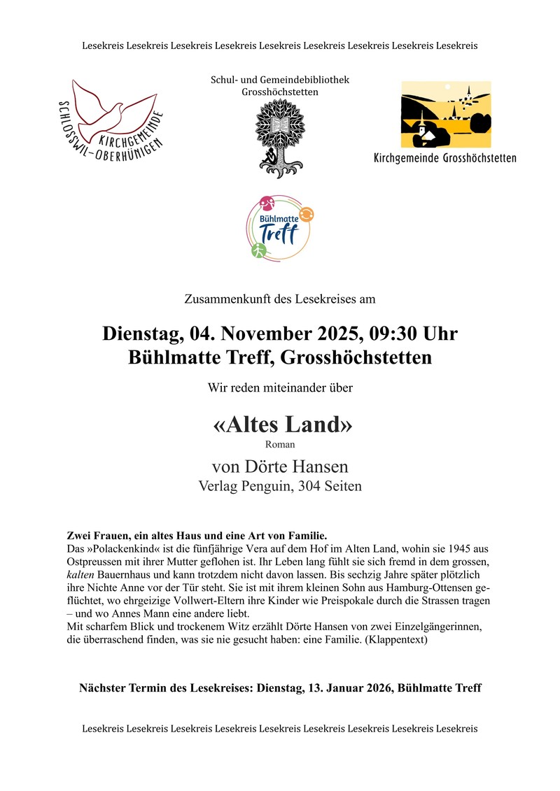 Flyer 06 2025 Lesekreis mit LOGO Bühlmatte